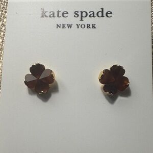 NWOT Kate Spade Gold and Brown Floral Earrings